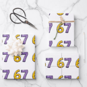 Feuille De Papier Cadeau 67 Aucune Signification Jaune et Violet