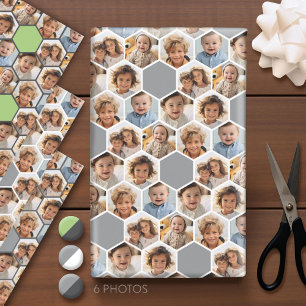 Feuille De Papier Cadeau 6 Photo Collage - motif de nid d'abeilles hexagone