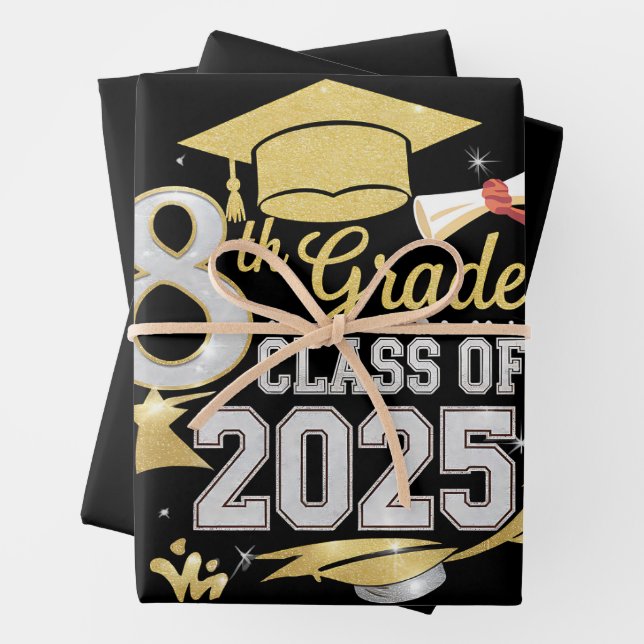 Feuille De Papier Cadeau 8e Classe De 2025 Graduate Graduation (En situation)