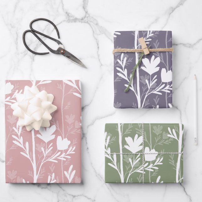 Feuille De Papier Cadeau A Quiet Journey Minimal Botanical Silhouettes (Recto)
