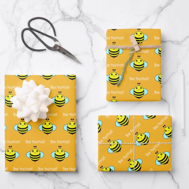 Feuille De Papier Cadeau Abeille positive ! ! (Recto)