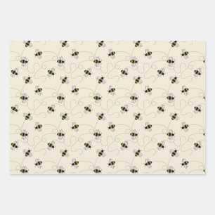 Feuille De Papier Cadeau Abeilles