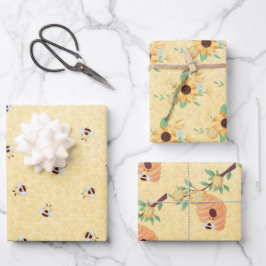 Feuille De Papier Cadeau Abeilles