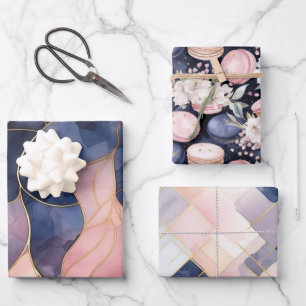 Feuille De Papier Cadeau Abstrait bleu chic