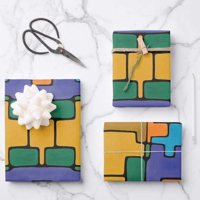 Feuille De Papier Cadeau Abstrait dynamique (Recto)