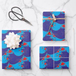 Feuille De Papier Cadeau Abstrait moderne BLUE et rouge Rainbow gouttes mot