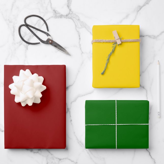 Feuille De Papier Cadeau Abstrait moderne Noël Rouge Vert Blanc (Recto)