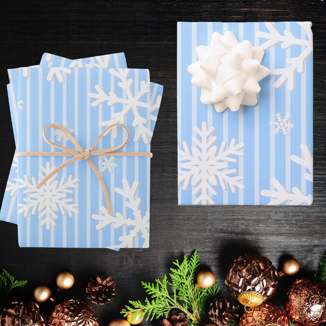 Feuille De Papier Cadeau Abstrait moderne Pastel Blue Snowflake Motif (Créateur téléchargé)