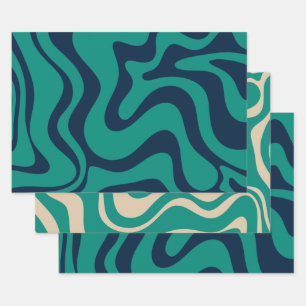 Feuille De Papier Cadeau Abstrait Motif bleu et Turquoise
