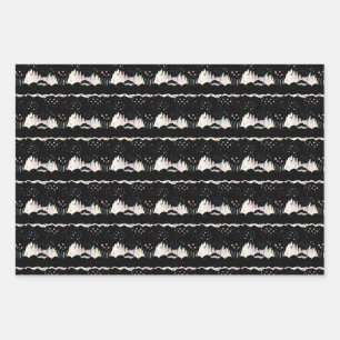 Feuille De Papier Cadeau Abstrait noir, blanc et pastel