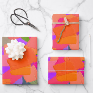 Feuille De Papier Cadeau Abstrait rose, orange et violet