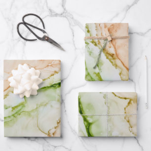 Feuille De Papier Cadeau Abstraite Jade Green Blush Peach
