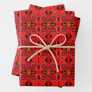 Feuille De Papier Cadeau Abstraites Rouges Et Rouges Jaunes Personnalisées