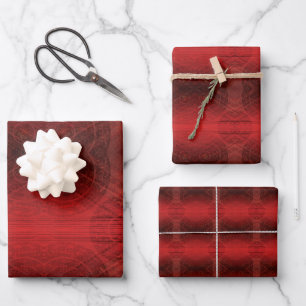 Feuille De Papier Cadeau Acceptation Médaillons de méditation rouge