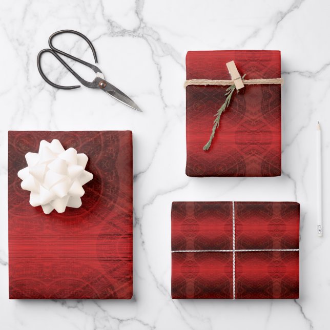 Feuille De Papier Cadeau Acceptation | Médaillons de méditation rouge (Recto)