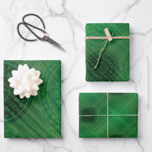 Feuille De Papier Cadeau Acceptation Médaillons de méditation verte
