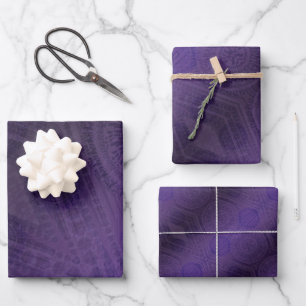 Feuille De Papier Cadeau Acceptation Médaillons de méditation violette