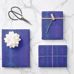 Feuille De Papier Cadeau Acceptation   Médaillons de violet violet bleu Ind