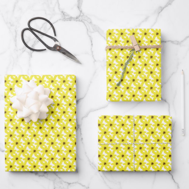 Feuille De Papier Cadeau Adey Abeba Motif de fleurs éthiopien (Recto)