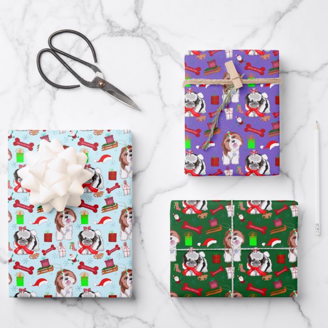 Feuille De Papier Cadeau Adorable couleur chih Tzu Motif (Recto)