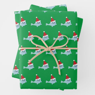 Feuille De Papier Cadeau Adorable Père Noël Seal