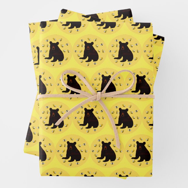 Feuille De Papier Cadeau Adorable Petit Miel Ours (En situation)
