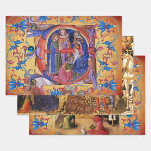 Feuille De Papier Cadeau ADORATION DE LA MAGI ET DE LA NATIVITÉ Parchemin d