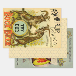 Feuille De Papier Cadeau Affiche de bière Bock vintage : Antique Goat Saloo