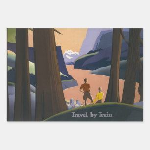 Feuille De Papier Cadeau Affiche de voyage vintage du Pacifique Nord-Ouest