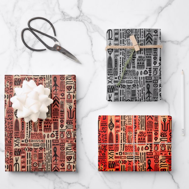 Feuille De Papier Cadeau Afrique Dogon Mali Ethnic Tribal Motif (Recto)