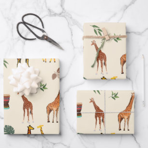 Feuille De Papier Cadeau Afrique Giraffe à thème 