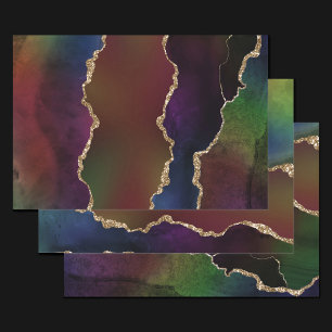 Feuille De Papier Cadeau Agate foncé intense Moody Rainbow Jewel Tone