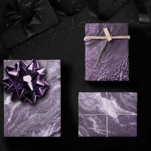 Feuille De Papier Cadeau Agate violette cristallisée   Moody Marbled Stone