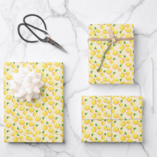 Feuille De Papier Cadeau Agrumes, citrons, frais et lumineux