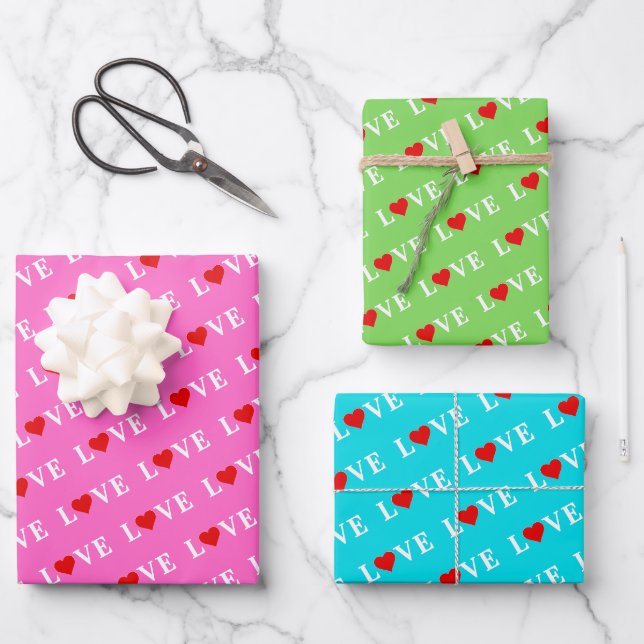 Feuille De Papier Cadeau AIVE Aqua Blue Lime Vert rose (Recto)