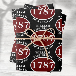 Feuille De Papier Cadeau Ajouter Nom Et Année Anniversaire Noir