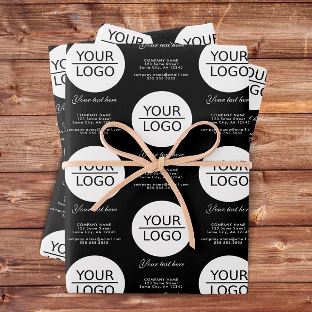 Feuille De Papier Cadeau Ajoutez votre logo Texte personnalisé Société Prom (Créateur téléchargé)