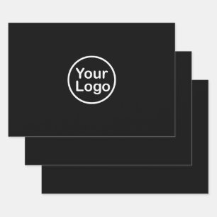 Feuille De Papier Cadeau Ajoutez votre propre logo Fond noir
