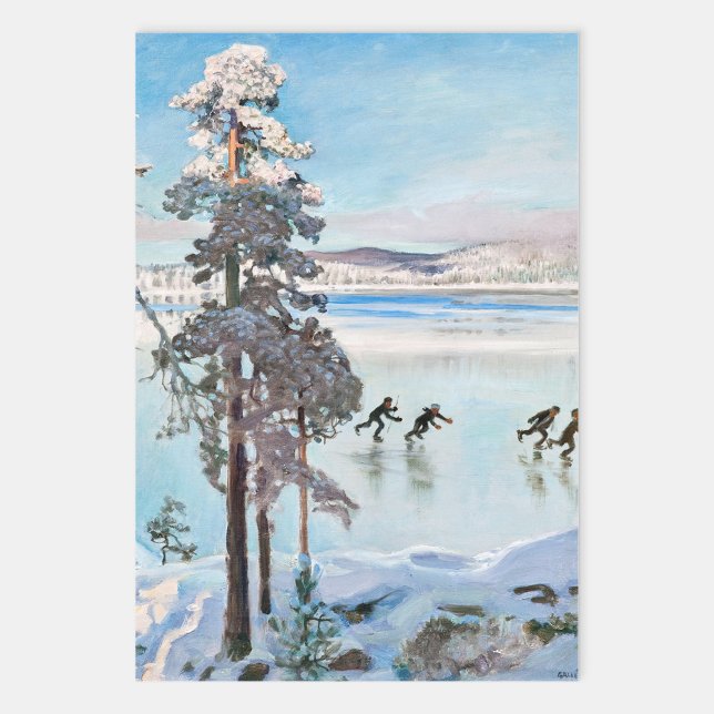 Feuille De Papier Cadeau Akseli Gallen-Kallela - Skaters près de Kalela Sho (Créateur téléchargé)