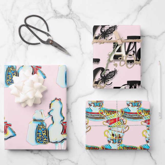 Feuille De Papier Cadeau Alice au pays des merveilles (Recto)