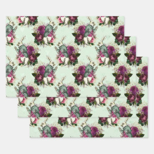 Feuille De Papier Cadeau Alice au pays des merveilles Lapin Vert