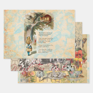 Feuille De Papier Cadeau Alice Aventures au Pays des Merveilles Chat de Che
