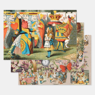 Feuille De Papier Cadeau Alice Aventures Merveilleux Reine de Coeur