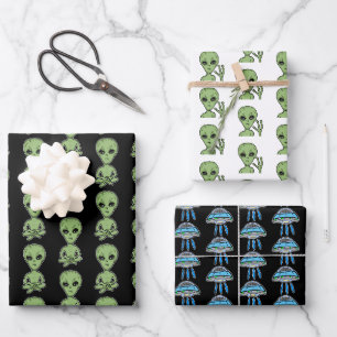 Feuille De Papier Cadeau Alien Grey Extra Terrestrial UFO UFOlogy 