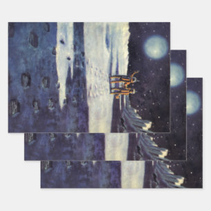 Feuille De Papier Cadeau Aliens astronautes de science-fiction vintage sur 