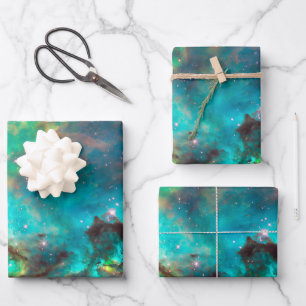 Feuille De Papier Cadeau amas d'étoiles vert aqua NGC 2074 LMC