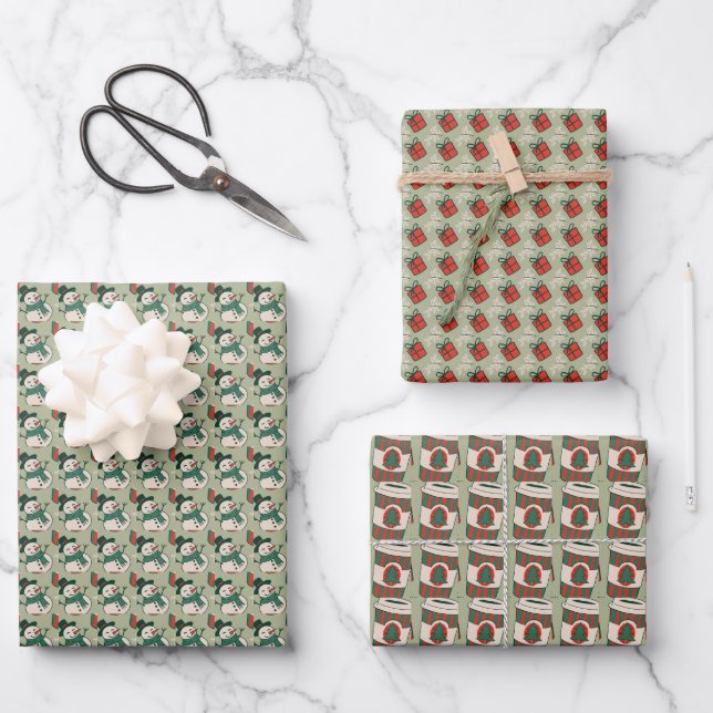 Feuille De Papier Cadeau Amateurs de café de Noël (Recto)