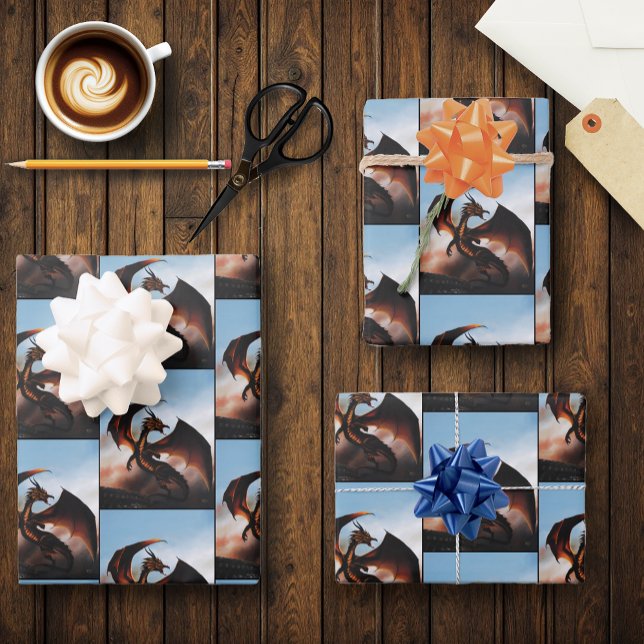 Feuille De Papier Cadeau Amber Dragon Imaginaire (Créateur téléchargé)