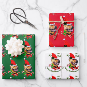 Feuille De Papier Cadeau American Pit Bull Terrier Noël
