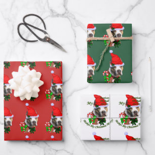 Feuille De Papier Cadeau American Pit Bull Terrier Noël